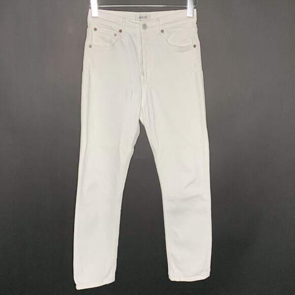 Agolde 25 Riley High Rise Straight Crop Stretch In Sour Cream White *flaw - Picture 1 of 10